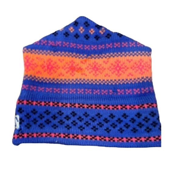Vintage Murray Merkley Ski Hat Retro Virgin Wool Blue Orange Winter Cap Unisex - Picture 1 of 9